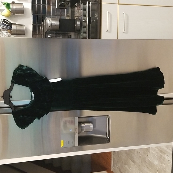 💕HILL HOUSE💕 The Akilah Nap Dress ~ Emerald Green Velvet Small S NWT - Picture 10 of 16